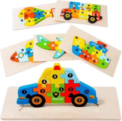 Miniatura 10 de Paquete de 6 rompecabezas de madera de animales para niños de 3 a 5 años, juguetes Montessori para bebés de 3, 4, 5, 6 años, rompecabezas