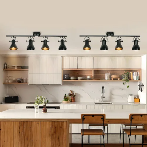 Miniatura 3 de Accesorios de iluminación de pista de techo negro Iluminación de pista Accesorios de iluminación de cocina Lámpara de techo 4 ángulos de luz