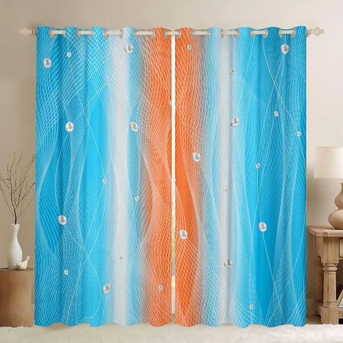 Miniatura 46 de jejeloiu Cortinas rojas y negras para dormitorio (2 paneles, 38 x 45 pulgadas) con líneas geométricas de rayas 30% a 50% cortinas opacas para niños