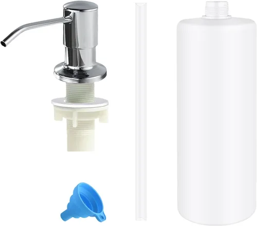 Miniatura 8 de Dispensador de jabón para fregadero de cocina, dispensador de jabón integrado de acero inoxidable Cabezal de bomba de encimera, dispensador