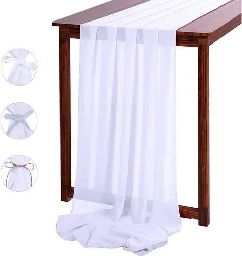Miniatura 12 de Camino de mesa de gasa de 10 pies, 27 x 120 pulgadas, romántica tela transparente para decoraciones de boda, baby shower, fiesta de cumpleaños