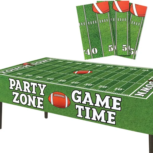 Miniatura 7 de AnapoliZ Mantel de fútbol de plástico Paquete de 3 piezas (54 pulgadas de ancho x 72 pulgadas de largo) Mantel rectangular para mesa de día