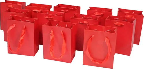 Miniatura 8 de 12 bolsas de papel de regalo extra pequeñas con asas de cinta (4.5 x 5.5 x 2.5 pulgadas), para recuerdos de fiesta, baby shower, bodas, vacaciones