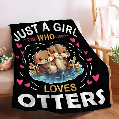 Miniatura 8 de Manta personalizada con texto en inglés «Just Girl Who Loves Otter», súper suave, ligera, cómoda y esponjosa para cama, sofá y todas las estaciones