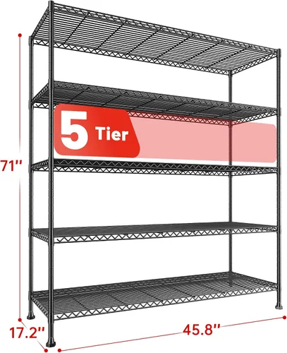 Miniatura 3 de REIBII Estantes de almacenamiento de 5 niveles, estantes de alambre ajustables, estantes de cocina de 13.4 pulgadas de profundidad x 23.2 pulgadas