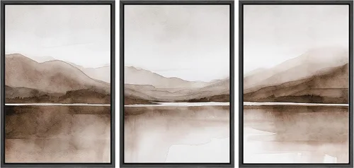 Miniatura 89 de SIGNWIN Lienzo enmarcado para pared, juego de arte tranquilo con reflejo de lago, acuarela, montaña y agua, ilustraciones modernas, arte abstracto