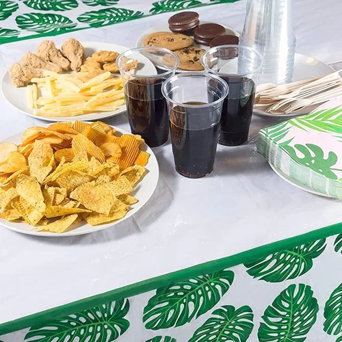Miniatura 3 de Manteles de hojas tropicales para luau hawaiano, fiesta de cumpleaños safari baby shower (3 unidades, 54 x 108 pulgadas)
