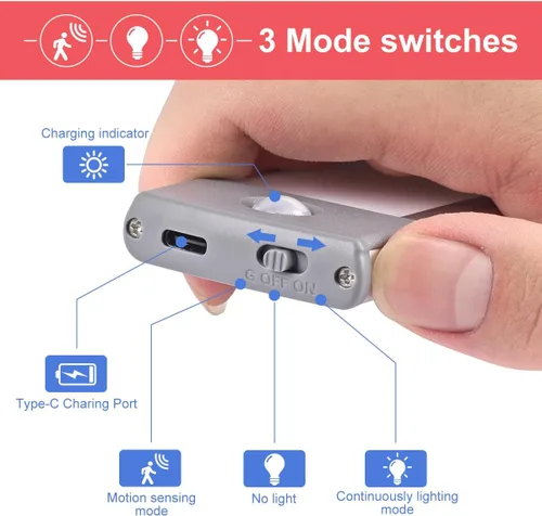Miniatura 3 de Luz LED con sensor de movimiento, iluminación debajo del mostrador, luces nocturnas de cocina recargables por USB, luz alimentada por batería, luz