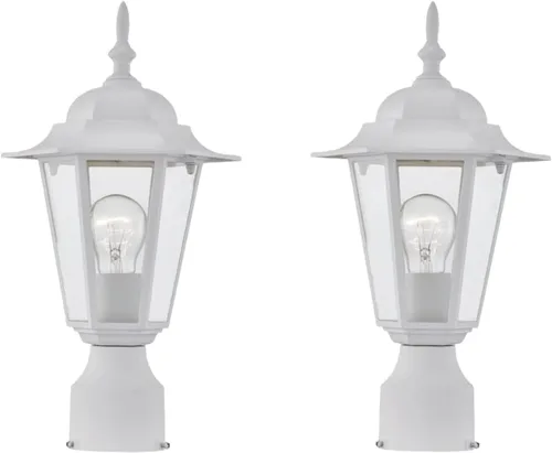 Miniatura 9 de WISBEAM Luz de poste para exteriores, linterna de poste, base E26 de 60 W máximo, carcasa de aluminio más vidrio, clasificación de ubicación húmeda