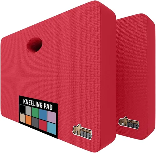 GORILLA GRIP Almohadilla de rodillas de espuma suave extra gruesa con patente pendiente, 2 PK, almohadillas de rodillas grandes y de apoyo para Rojo