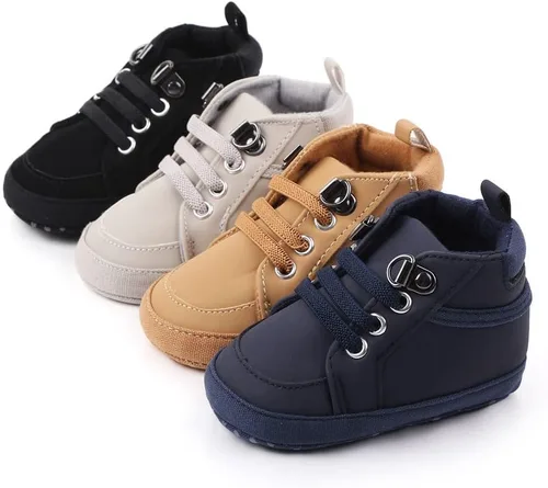 Miniatura 3 de Sekantrol Zapatos de cuna para recién nacidos, para niños y niñas, suela de goma suave, zapatos para bebés, zapatos deportivos de moda de caña alta