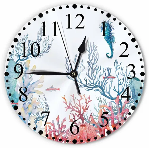 Miniatura 14 de Reloj de Pared Bohemio con Textura Paisley de 10 Pulgadas Operado por Batería Vector Color Rojo Brillante Reloj Silencioso Sin Tictac Relojes