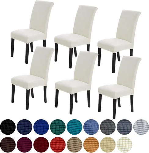 Juego de 6 fundas elásticas para sillas de comedor, fundas para sillas de comedor lavables y removibles, fundas para sillas de comedor protectoras