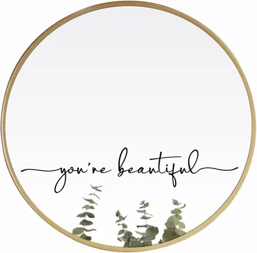 Calcomanía "Eres Hermosa", Adhesivo de Afirmaciones Positivas para Espejo, Vinilo Negro de 16x3.3 Pulgadas para Decoración de Salón de Belleza,