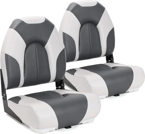 Miniatura 11 de Asiento plegable para barco Deluxe con respaldo alto marino, tornillos de acero inoxidable incluidos