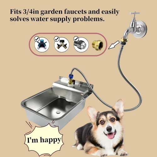 Miniatura 4 de Dispensador automático de agua para perros de 9 litros de acero inoxidable para exteriores, para cachorros, gatitos, corderos, pollos, ganado