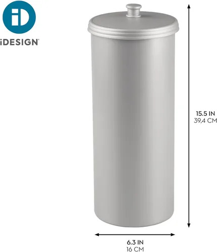 Miniatura 4 de iDesign Soporte Independiente para Papel Higiénico de Baño con Tapa para 3 Rollos Extra, Plata