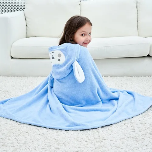 Miniatura 5 de Vauwmsr Toalla de baño de playa con capucha para niños, manta suave con capucha, bata de baño, poncho de natación, toalla de ducha para niños y Azul