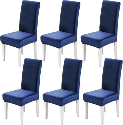 Miniatura 10 de Juego de 2 fundas de terciopelo suave para sillas de comedor, fundas elásticas de terciopelo para sillas, color negro