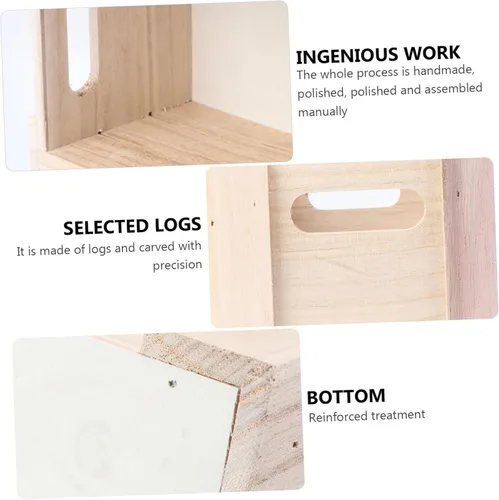 Miniatura 8 de Yardwe Caja de almacenamiento de escritorio de madera creativa, organizador de oficina y hogar, pequeña madera natural hecha a mano para decoración