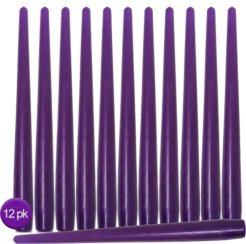 Miniatura 2 de Hyoola Velas cónicas altas – Velas cónicas sin goteo color morado de 14 pulgadas – 12 horas de tiempo de combustión – Paquete de 12