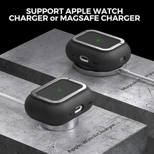 Miniatura 4 de TRONWIN Funda protectora de TPU Airpods Pro 2 con correa de mano y mosquetón para Airpods Pro 2 [LED frontal visible]
