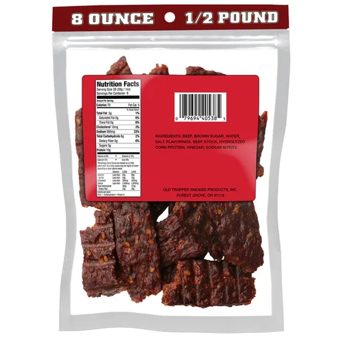 Miniatura 2 de Old Trapper, Trapper's Choice - Bistec de carne caliente y picante, paquete individual de 8 onzas, 0.35 oz de proteína y 70 calorías por porción