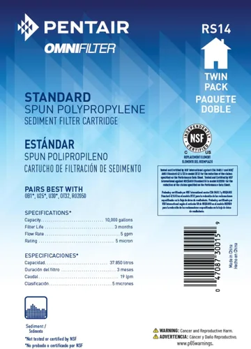 Miniatura 3 de Pentair OMNIFilter RS14 - Filtro de agua para sedimentos de 10 pulgadas, cartucho de filtro de repuesto de sedimentos hilado de polipropileno