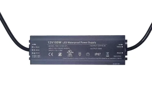 Controlador LED 100W 12V UL Listado Transformador, fuente de alimentación impermeable IP67, 100-130V AC a 12V DC adaptador de bajo voltaje para uso