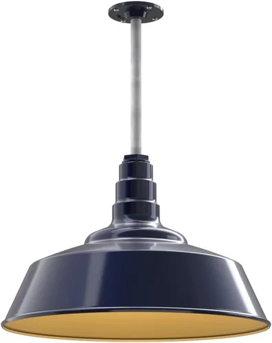 Miniatura 23 de Steel Lighting Co. Manhattan Warehouse Light Lámpara colgante montada en el techo Cúpula de 20 pulgadas Montaje al ras Luz de granero