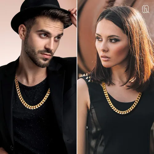 Miniatura 2 de QGoliver Cadena de eslabones cubanos para hombre, cadena de eslabones de Miami, collares de acero inoxidable, joyería de hip hop para hombres