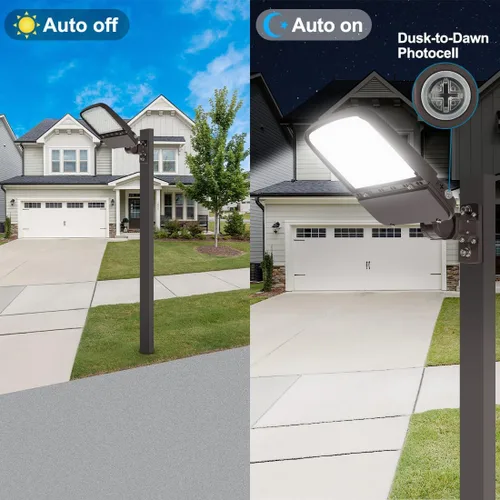 Miniatura 3 de Luz LED de estacionamiento de 240 W con fotocélula, luces de poste comerciales al aire libre con ajuste deslizante y soporte de brazo en 1, 36000LM