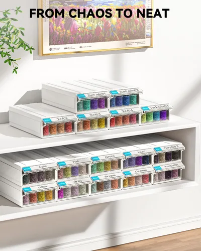 Miniatura 5 de ARTDOT Contenedor de almacenamiento de 30 ranuras para kits de arte de diamantes para adultos, cajas de almacenamiento portátiles de cuentas