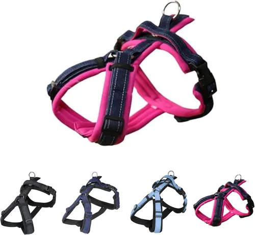 Miniatura 8 de Hakusan - Arnés tipo mezclilla para perro, seguro, sin rozaduras, difícil de desconectar, gran ajuste, fácil de poner y quitar, ajustable