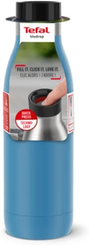 Miniatura 4 de TEFAL BLUDROP Botella de agua reutilizable, botella de acero inoxidable reutilizable, bebidas frías y calientes, apta para lavavajillas, a prueba