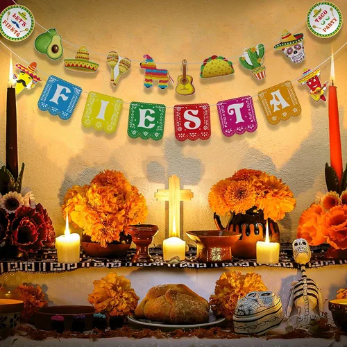 Miniatura 6 de Cartel de fiesta de Cinco de Mayo, suministros para fiestas mexicanas, guirnalda de Cinco de Mayo, decoración de fiesta, Día de los Muertos, telón