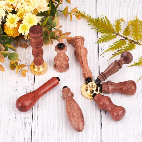 Miniatura 4 de CRASPIRE 8 piezas de sello de cera asas universal cabeza de rosca mango de madera para sello de cera reemplazo de cabeza