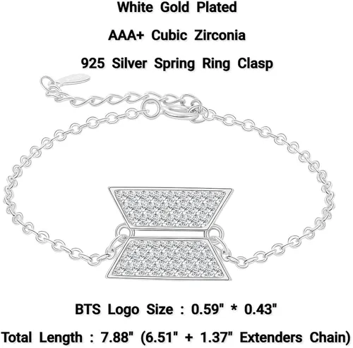 Miniatura 2 de KPOP Bangtan - Pulseras para niños joyería chapada en oro blanco pulsera de circonita cúbica para fanáticos del ejército bts regalos Metal circonita