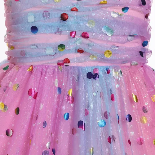 Miniatura 227 de IMEKIS Vestido de princesa de cumpleaños para niña pequeña, confeti brillante, bohemio, arco iris, pastel, sesión de fotos, traje para 1-6T
