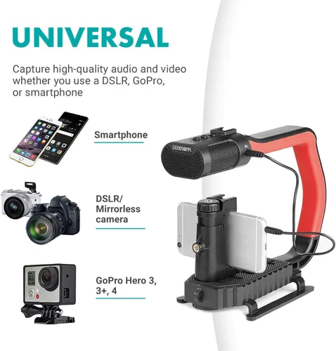 Miniatura 2 de Movo micrig Extreme Sport Edition – Mango de vídeo con micrófono estéreo integrados, Parabrisas, & Fisheye Lente para iPhone 5, 5 C, 5S, 6, 6s, 7