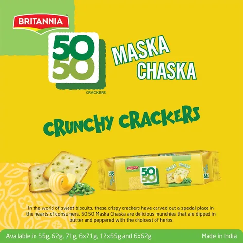 Miniatura 6 de Britannia Crackers 50 50 Maska Chaska Biscuit 13.12oz (372g) - Sumergido en mantequilla y con pimienta - Deliciosas, ligeras y crujientes galletas