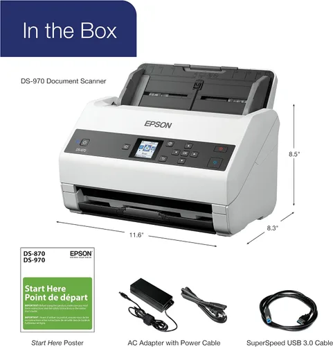 Miniatura 10 de Epson Workforce DS-970 Sheetfed Scanner - 600 dpi Óptico, Color blanco