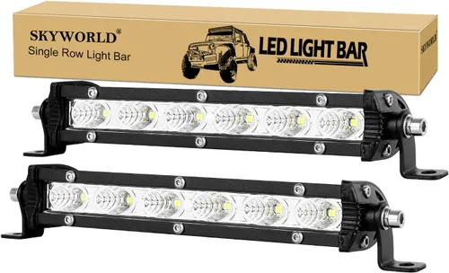 Miniatura 11 de SKYWORLD 2 X 4 Pulgadas 15W Barra de Luz LED de Una Sola Fila de Bajo Perfil Ultra Delgada, Mini Foco, Luces de Conducción Todoterreno, Luces LED
