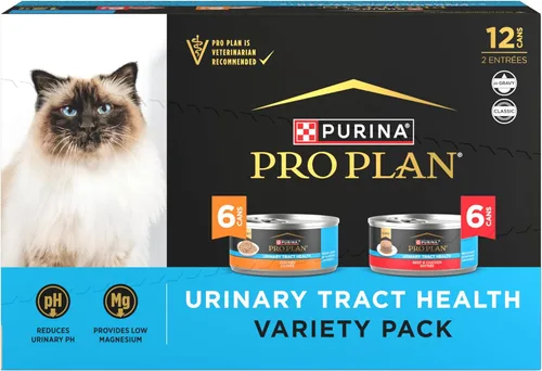 Purina Pro Plan Alimento húmedo para gatos para el tracto urinario, paquete variado de alimentos para la salud del tracto urinario de carne de res y