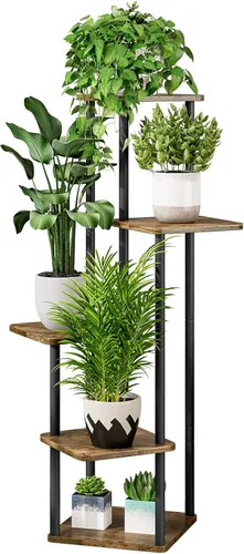 Miniatura 12 de AZERPIAN Soporte para plantas de 4 niveles para interiores, estante de flores de metal para múltiples plantas, soportes altos de esquina para flores
