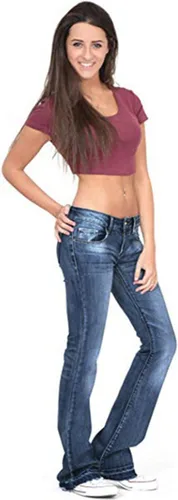Miniatura 2 de Andongnywell - Pantalones vaqueros elásticos de cintura media para mujer con pierna ancha acampanada