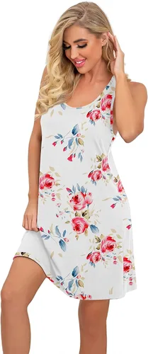 Miniatura 4 de PrinStory Camisones sin mangas para mujer, camisón de algodón con espalda cruzada para mujer