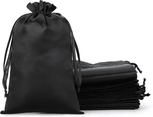 Miniatura 9 de Bolsas de regalo pequeñas de satén negro, 30 unidades de 3 x 4 con cordón, para aula de niños, boda, cumpleaños, graduación, recuerdos de fiesta