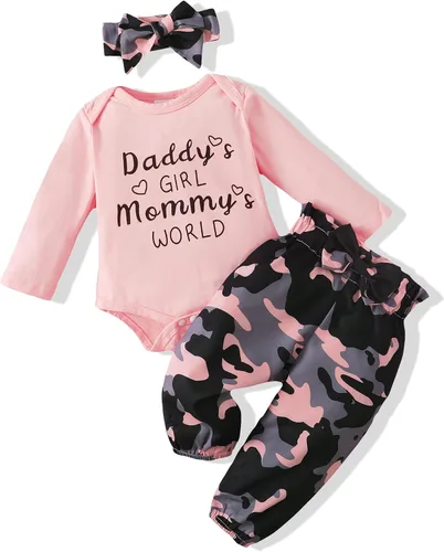 Miniatura 69 de Renotemy Conjunto de ropa para bebé recién nacida, mameluco con volantes, pantalones florales, lindo conjunto de ropa para bebé niña