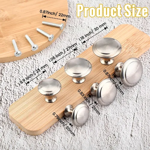 Miniatura 2 de Bememo Paquete de 100 pomos para gabinetes de cocina, asas redondas plateadas para cajones, aparadores y gabinetes, accesorios duraderos